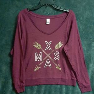 BONGO V-Neck Long Sleeve Shirt, Size XL, Color Maroon
